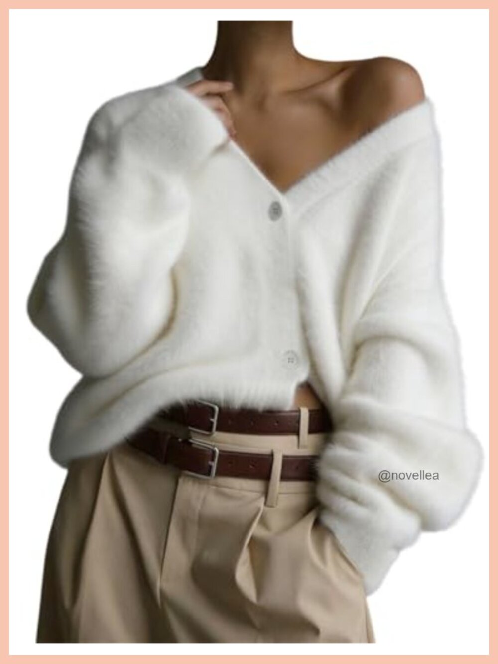 Fuzzy Knit Button Down Cardigan V-Neck Long Sleeve Sweater Coat